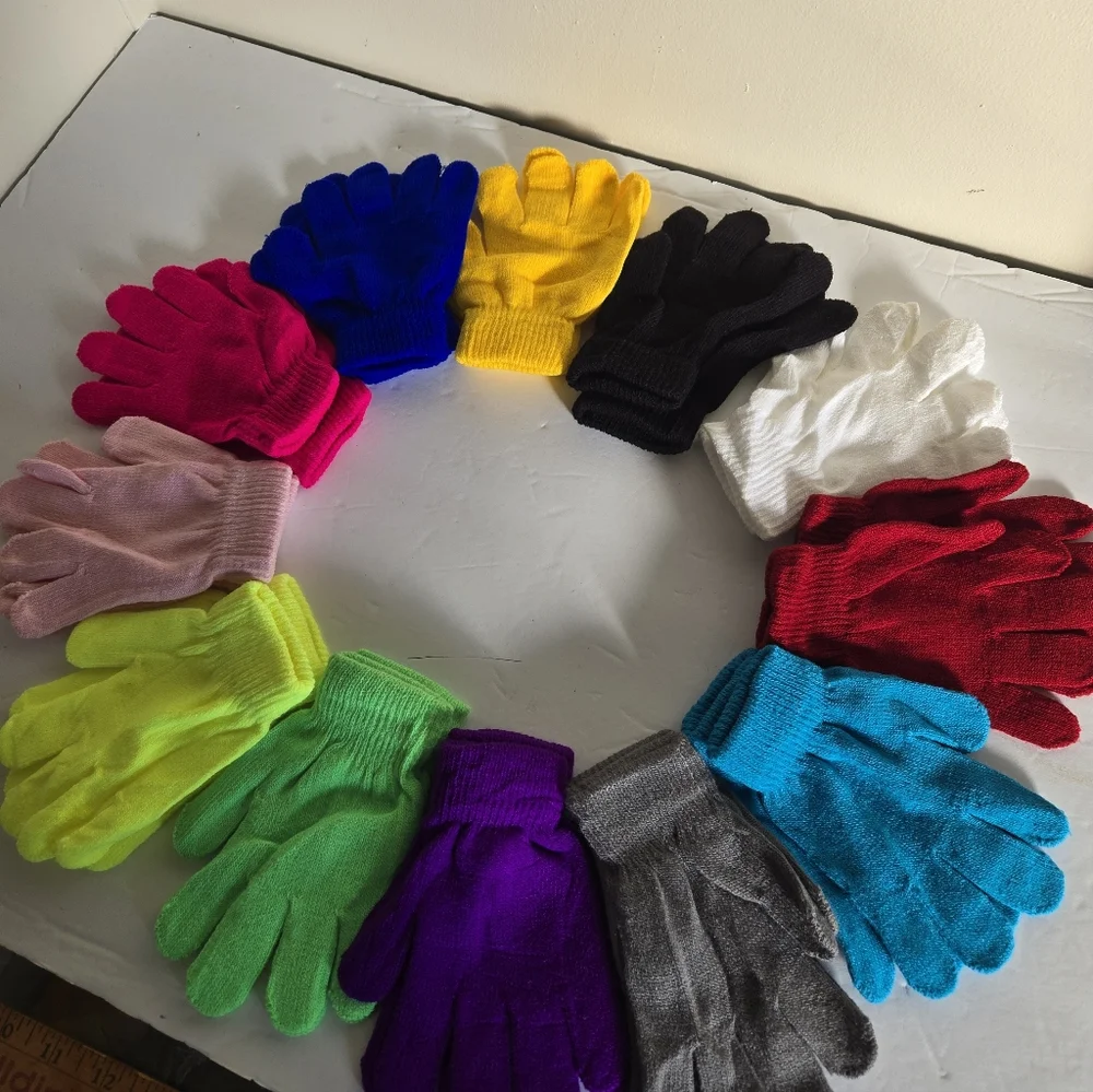 12 Pair Colorful Kids Gloves 6